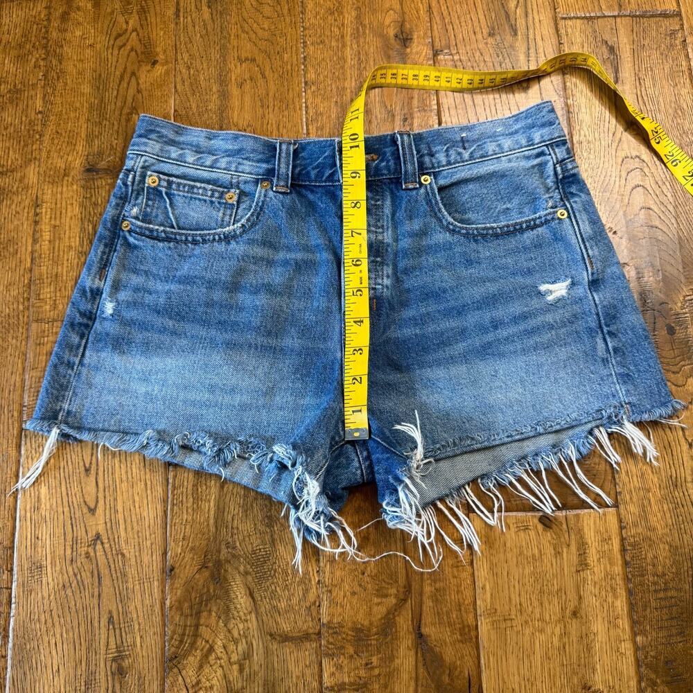 Madewell The Brynn Short Blue Denim Cutoff Shorts Button Fly Womens Size 26 - Picture 4 of 9